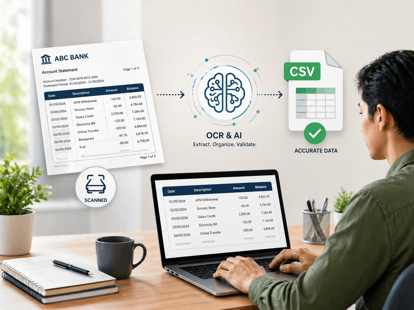 Scanned Bank Statement OCR to CSV